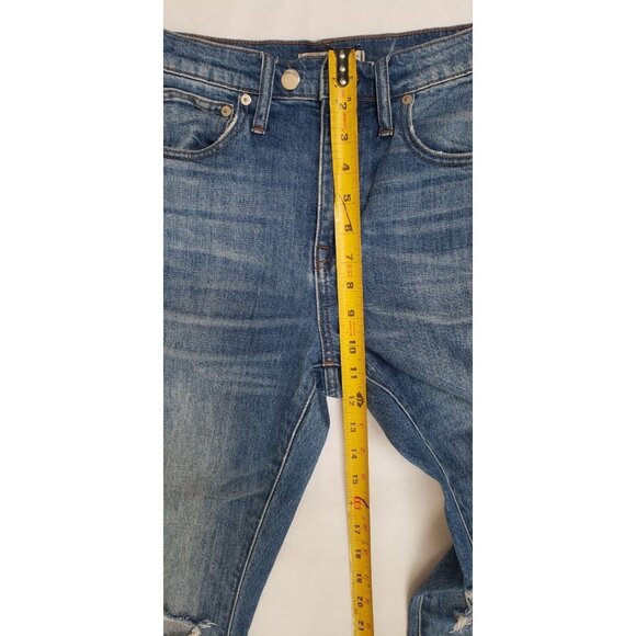 Madewell Women's Size 25 The High-Rise Slim Boy Jean Distressed Raw Hem Boho‎ - Picture 5 of 8